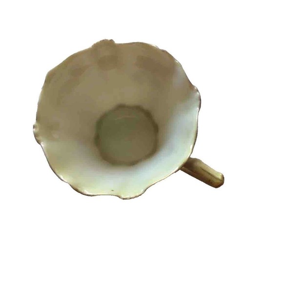 Antique R S Prussia Porcelain Demitasse Cup Pink Rose Scallop Rim Cup Only - Picture 4 of 6